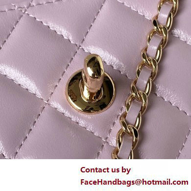 Chanel Shiny Crumpled Lambskin, Imitation Pearls  &  Gold-Tone Metal Clutch with Chain Bag AP3803 Lilac 2025